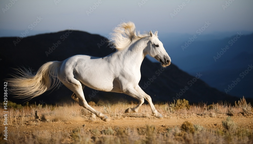 Obraz premium white horse run gallop