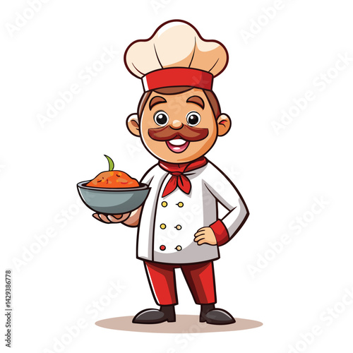 Cartoon chef holding a bowl of food