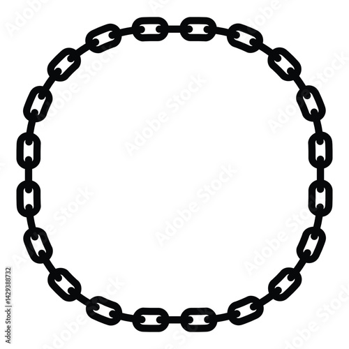 Abstract chain round frame. Black circle frames with chains patterns isolated transparent background