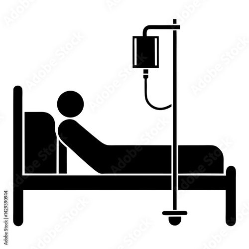Hospital Bed with Patient Silhouette Icon