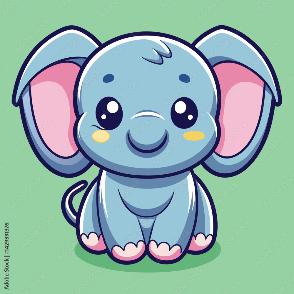 Fototapeta premium Cute light blue elephant cartoon