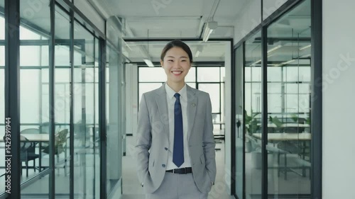 Wallpaper Mural An elegant woman in a business suit standing in the office corridor  Torontodigital.ca