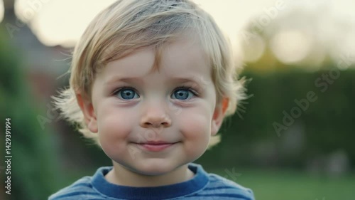 Wallpaper Mural A charming boy with bright eyes, smiling brightly Torontodigital.ca