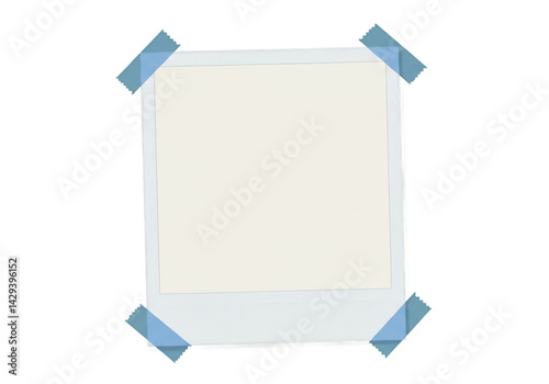 Photo frame with tape mockup — transparent background