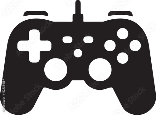 Silhouette vector EPS icon of a game controller, ideal for gaming, entertainment, video games, and digital technology design projects.