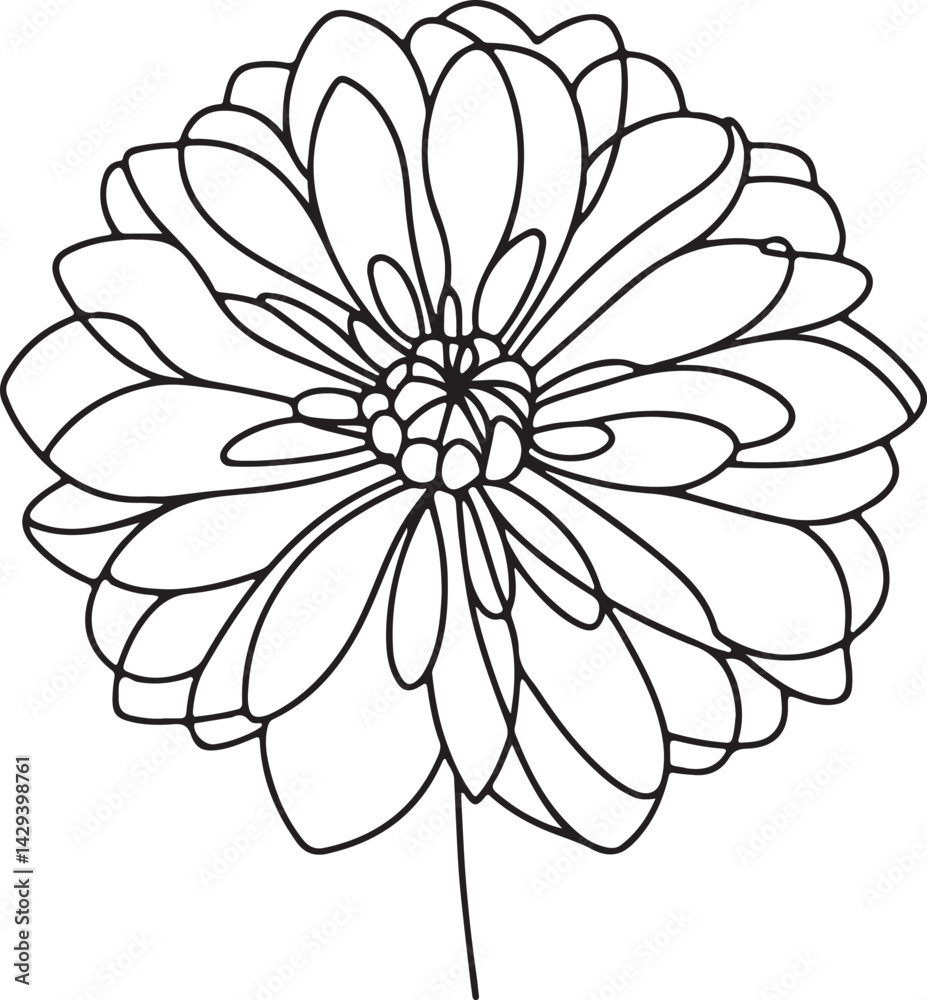 Fototapeta premium Simple Line Art of Dahlia Flower Icon