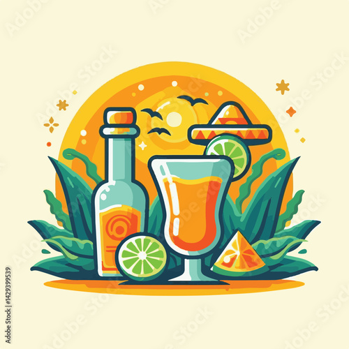 alcohol, tequila, drink, cocktail, party, sunrise, alcoholic, glass, ice, beverage, juice, summer, bar, orange, citrus, fruit, refreshing, tropical, cold, fresh, background, slice, grenadine, refreshm