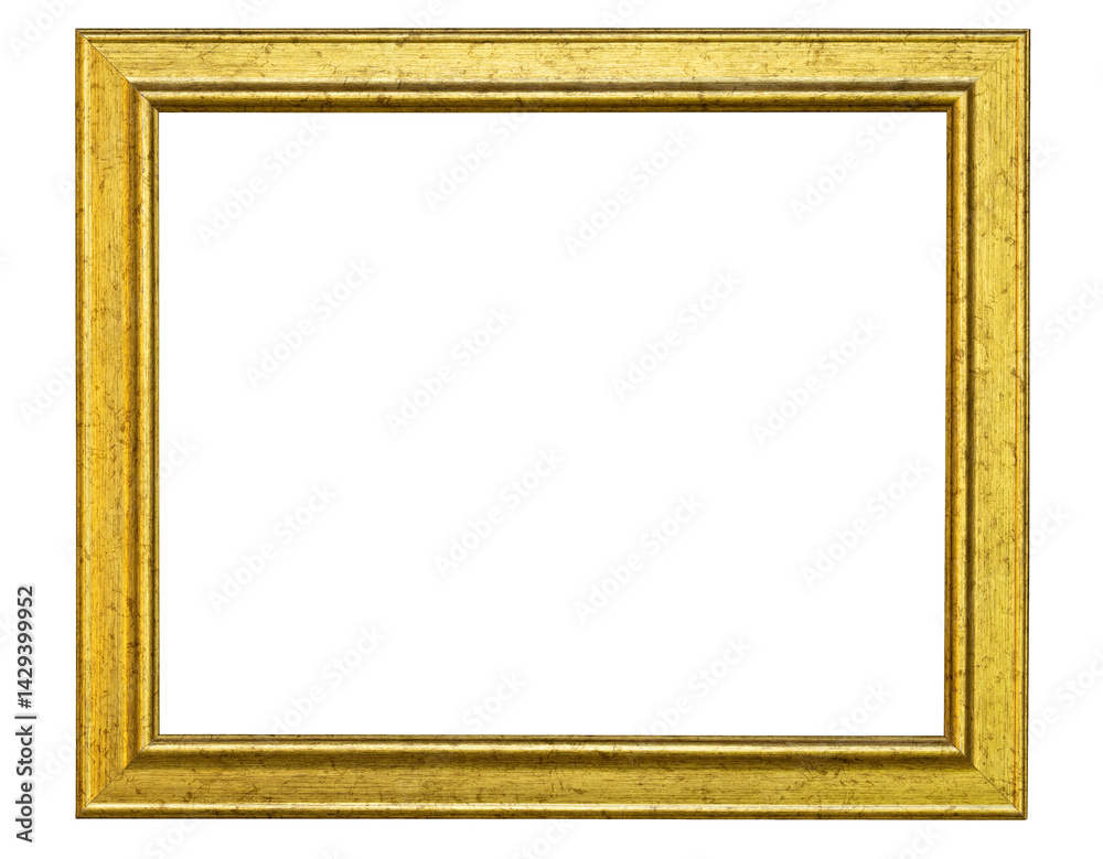 Gilded vintage picture frame with transparent background.
