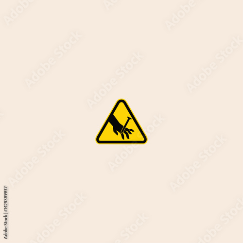 Warning, sharp edges watch your fingers icon flat vector design.
