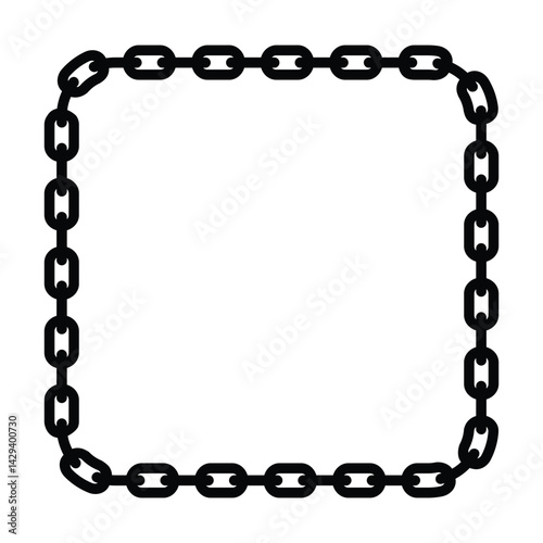 Abstract chain Square frame. Black Square frames with chains patterns isolated transparent background