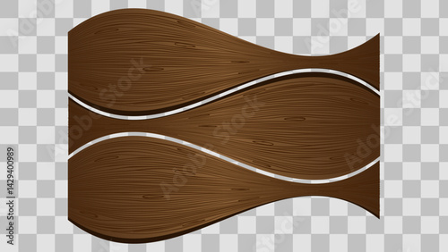 Wooden board sign blank promotion and decoration with transparent background. Wood banner billboard in old vintage style. Dark wood on wall