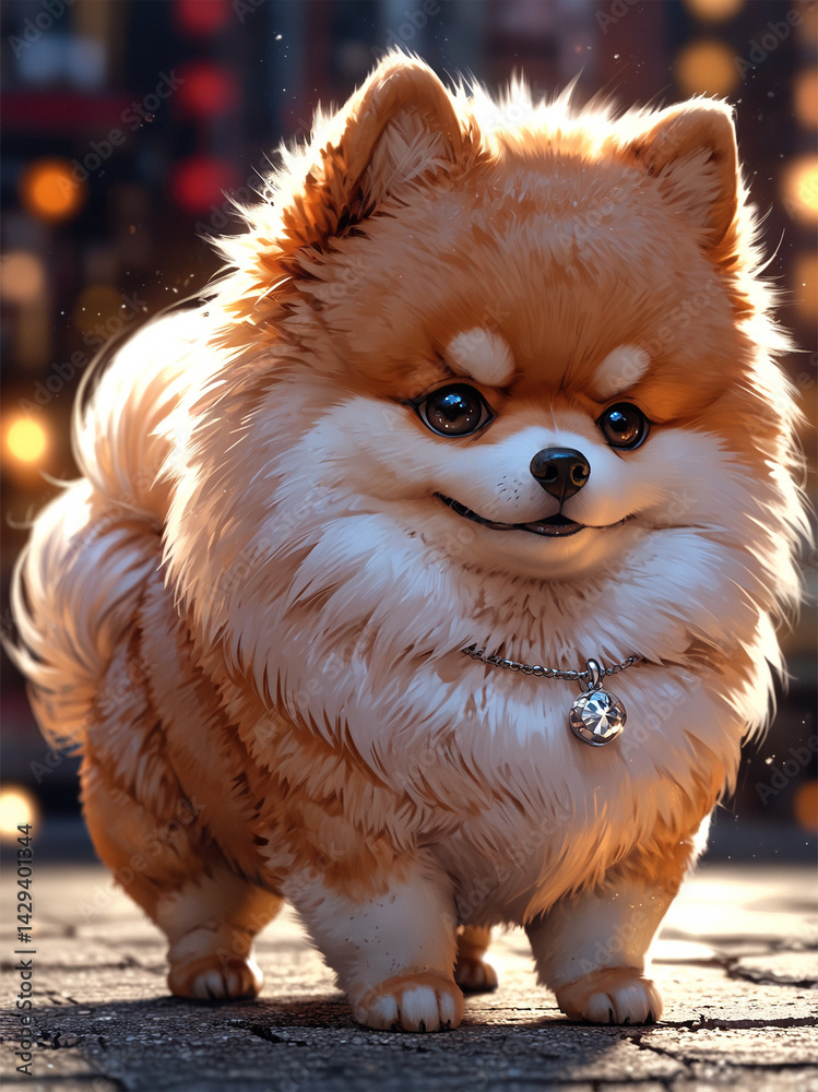 Obraz premium Stylized Pomeranian Dog Breed