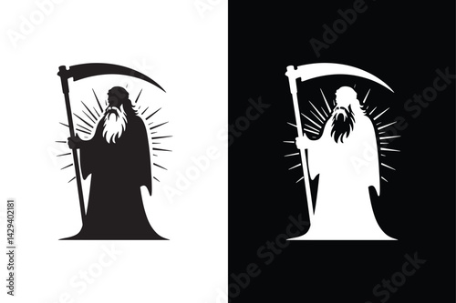 FatherTime icon vector on White Background ,Vector Art Illustration on white background.