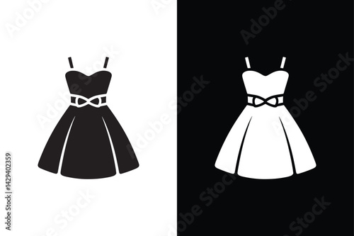 SummerDress  con vector on White Background ,Vector Art Illustration on white background.