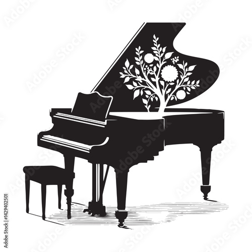 Elegance in Harmony: A Refined Collection of Grand Piano Vector Silhouettes Showcasing the Timeless Beauty, Graceful Form, and Rich Sound of This Iconic Classical Instrument.