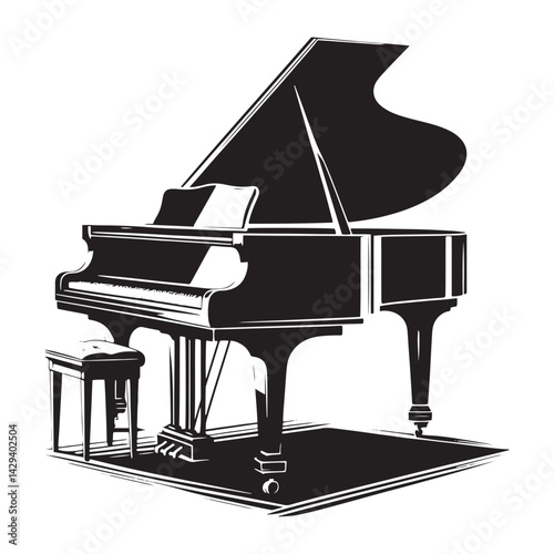 Elegance in Harmony: A Refined Collection of Grand Piano Vector Silhouettes Showcasing the Timeless Beauty, Graceful Form, and Rich Sound of This Iconic Classical Instrument.