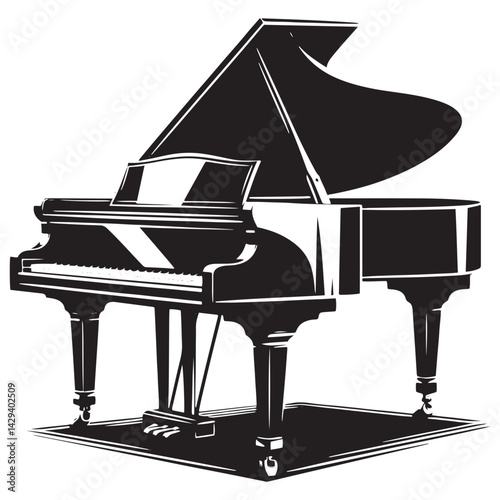 Elegance in Harmony: A Refined Collection of Grand Piano Vector Silhouettes Showcasing the Timeless Beauty, Graceful Form, and Rich Sound of This Iconic Classical Instrument.