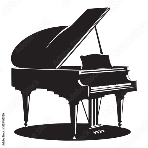 Elegance in Harmony: A Refined Collection of Grand Piano Vector Silhouettes Showcasing the Timeless Beauty, Graceful Form, and Rich Sound of This Iconic Classical Instrument.