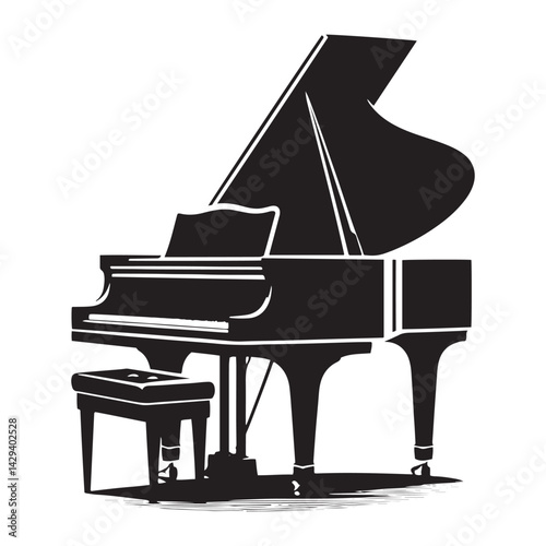 Elegance in Harmony: A Refined Collection of Grand Piano Vector Silhouettes Showcasing the Timeless Beauty, Graceful Form, and Rich Sound of This Iconic Classical Instrument.