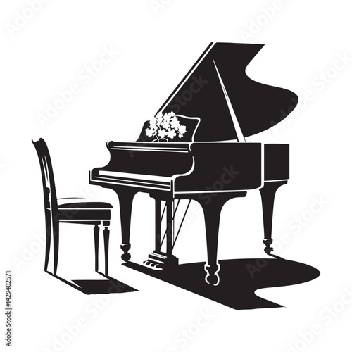 Elegance in Harmony: A Refined Collection of Grand Piano Vector Silhouettes Showcasing the Timeless Beauty, Graceful Form, and Rich Sound of This Iconic Classical Instrument.