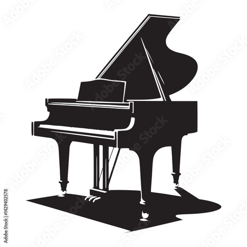 Elegance in Harmony: A Refined Collection of Grand Piano Vector Silhouettes Showcasing the Timeless Beauty, Graceful Form, and Rich Sound of This Iconic Classical Instrument.