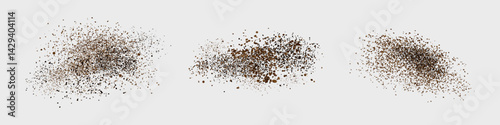 Coffee powder. Flying coffee powder isolated on white background. Coffee, cocoa or chocolate speckles. . Vector illustration