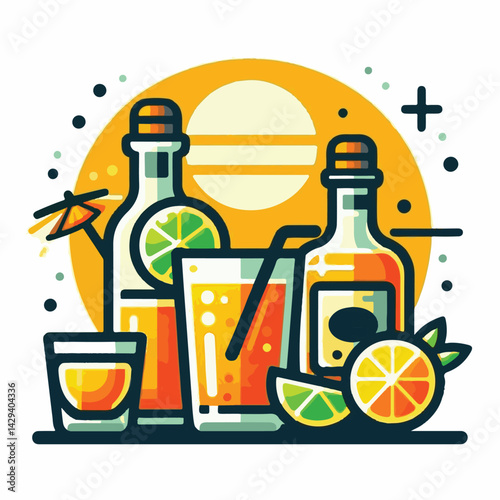 alcohol, tequila, drink, cocktail, party, sunrise, alcoholic, glass, ice, beverage, juice, summer, bar, orange, citrus, fruit, refreshing, tropical, cold, fresh, background, slice, grenadine, refreshm