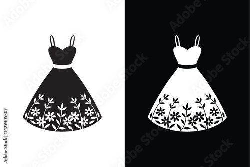 SummerDress  con vector on White Background ,Vector Art Illustration on white background.