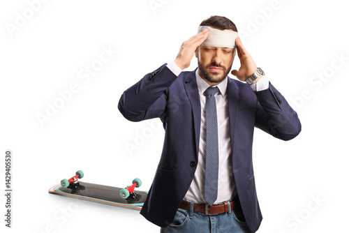 Man with a head injury from a skateboard fall