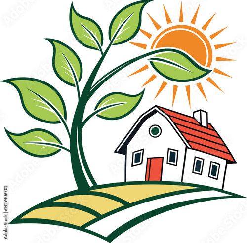 A Real Estate Logo Design With Solar Energy and Nature Elements