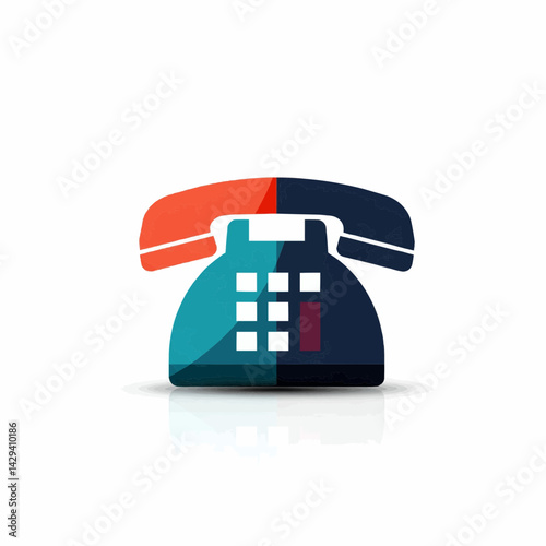 A colorful phone icon with a retro design that is perfect for a variety of uses