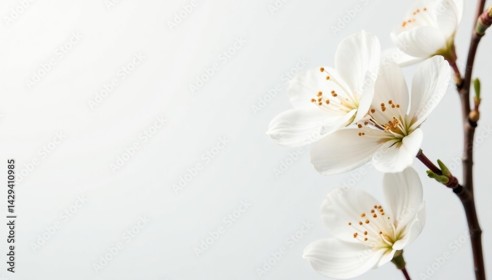 Delicate white blossoms against pure white backdrop , flower, peaceful, bloom Delicate white blossoms against pure white backdrop , flower, peaceful, bloom