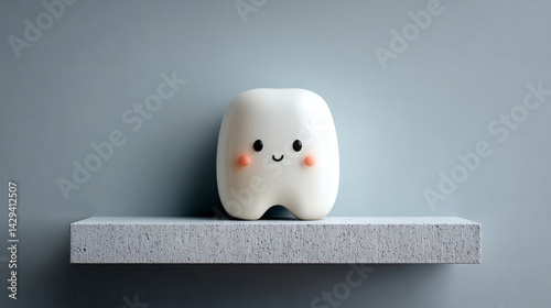 Obraz na płótnie Cute 3D shiny white tooth with a cheerful smile on a bright minimalistic background symbolizing dental health happiness cleanliness and care with space on the side for copy or branding
w salonie