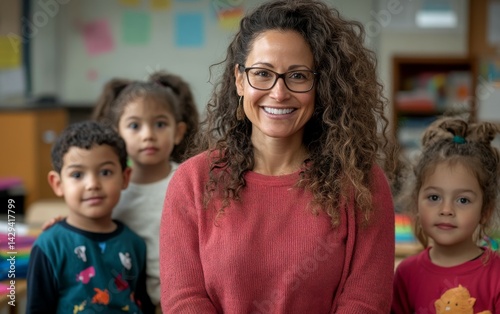 Teacher and Students in a Classroom Setting: A heartwarming moment of learning and growth.