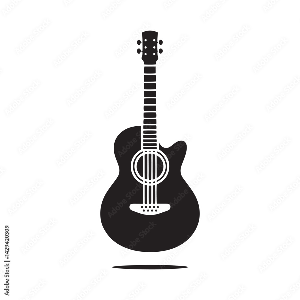 Obraz premium Strings of Sound: A Versatile Collection of Guitar Vector Silhouettes Celebrating the Timeless Appeal, Iconic Shape, and Musical Energy of This Classic Stringed Instrument.