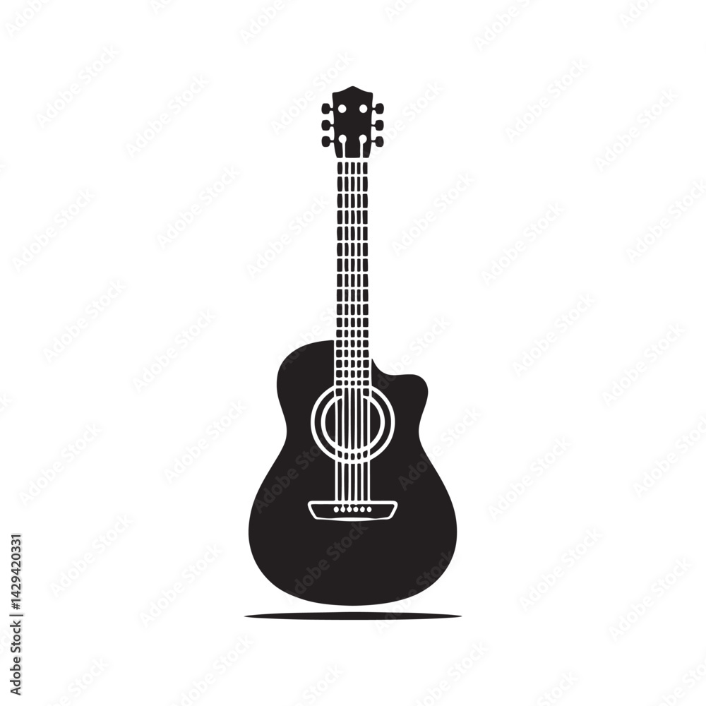 Naklejka premium Strings of Sound: A Versatile Collection of Guitar Vector Silhouettes Celebrating the Timeless Appeal, Iconic Shape, and Musical Energy of This Classic Stringed Instrument.