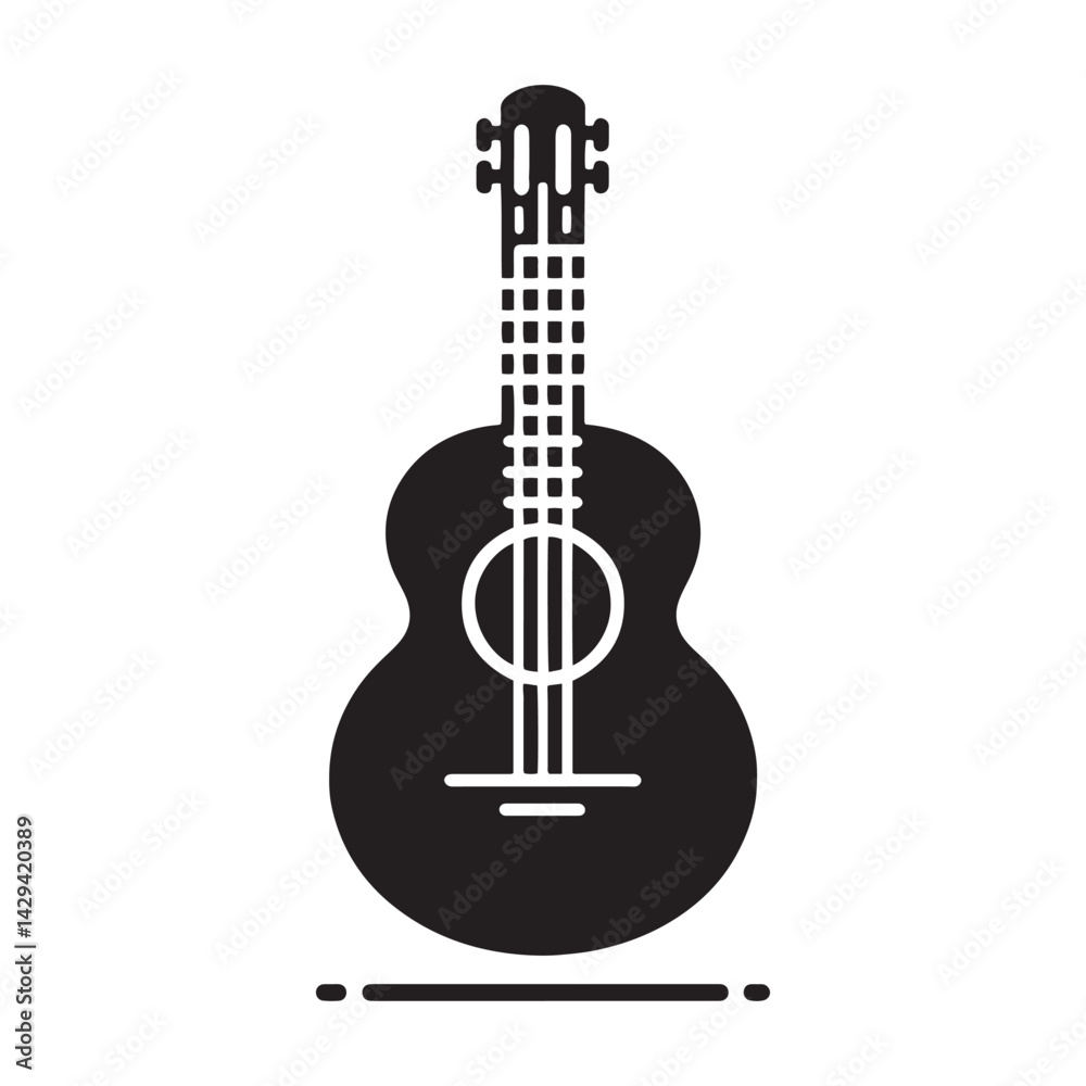 Fototapeta premium Strings of Sound: A Versatile Collection of Guitar Vector Silhouettes Celebrating the Timeless Appeal, Iconic Shape, and Musical Energy of This Classic Stringed Instrument.
