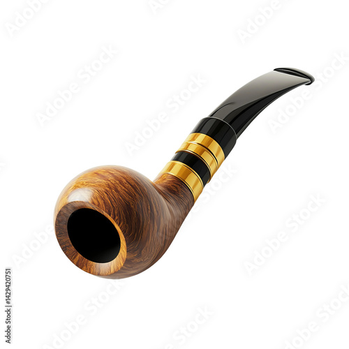 traditional wooden pipe with black mouthpiece detail

