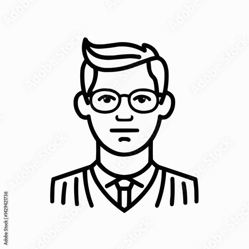 A simple illustration of a smart and educated person, designed in an outline format with a sophisticated look