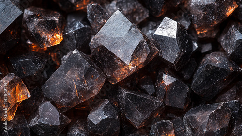 Obraz na płótnie Explore the deep hues and raw textures of schorl black tourmaline in this macro shot capturing the crystal's grounding energy and protective symbolism in natural mineral form
w salonie
