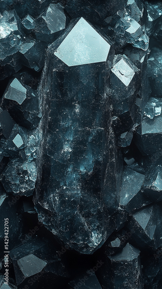 Explore the deep hues and raw textures of schorl black tourmaline in this macro shot capturing the crystal's grounding energy and protective symbolism in natural mineral form