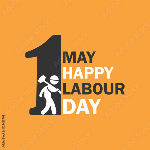 happy Labour day or international workers day vector illustration with worker. 1st may labor day and may day celebration