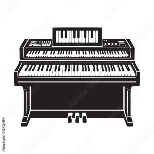 Digital Harmony: A Sleek Collection of Keyboard Vector Silhouettes Capturing the Modern Design, Versatility, and Musical Energy of This Iconic Electronic Instrument in Motion.