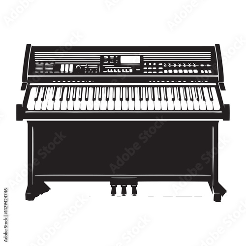 Digital Harmony: A Sleek Collection of Keyboard Vector Silhouettes Capturing the Modern Design, Versatility, and Musical Energy of This Iconic Electronic Instrument in Motion.