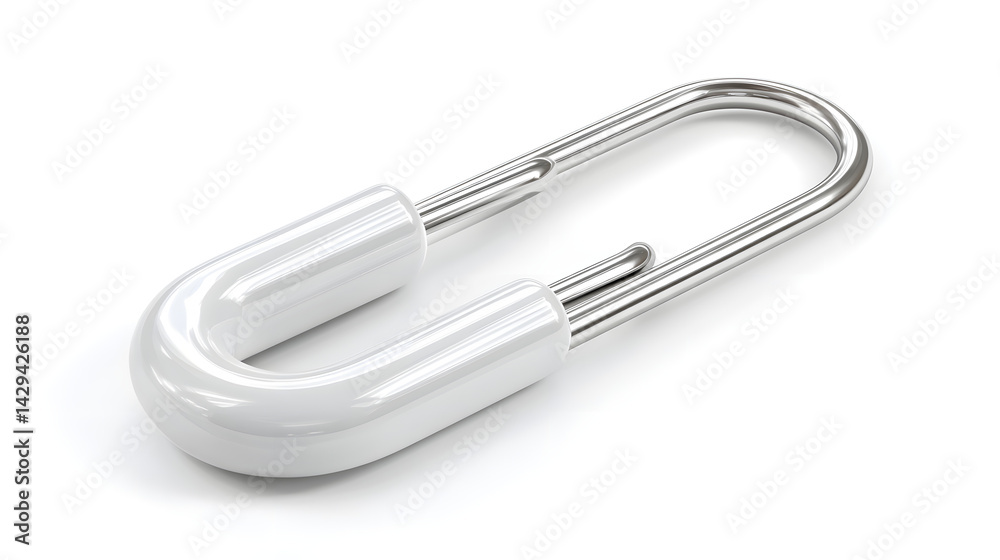 A close-up view of a sleek, modern white paperclip resting on a clean white background. A close-up view of a sleek, modern white paperclip resting on a clean white background.