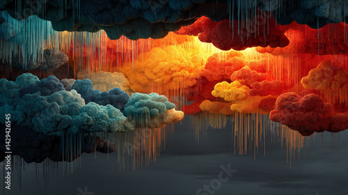 A glowing digital cloud releases streams of data like futuristic rain symbolizing the seamless flow of information connectivity cloud storage and the evolution of cloud computing technology

