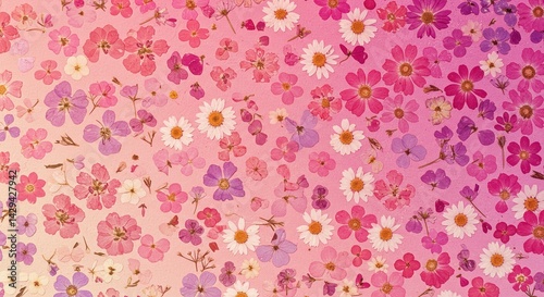 Pastel Pink Pressed Flowers Background Floral Texture Delicate Botanical Design Spring Summer