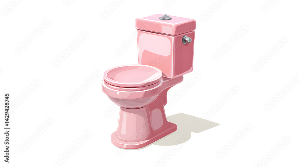 Fototapeta premium A vintage pink toilet stands alone in a bright and clean setting.