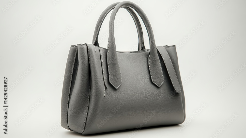 Gray faux leather handbag with soft matte finish, isolated on white background Gray faux leather handbag with soft matte finish, isolated on white background