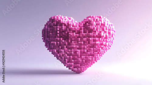 A pink heart made of blocks